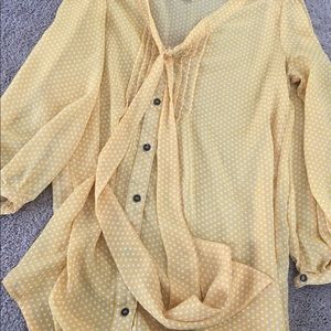 Yellow polkadot blouse! Super cute!